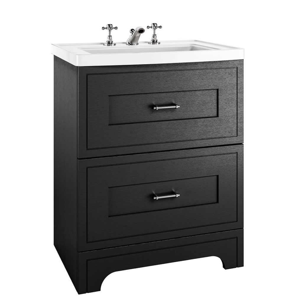 Imperial Fradley Matt Black 685mm Freestanding 2 Drawer Vanity Unit & Radcliffe Basin